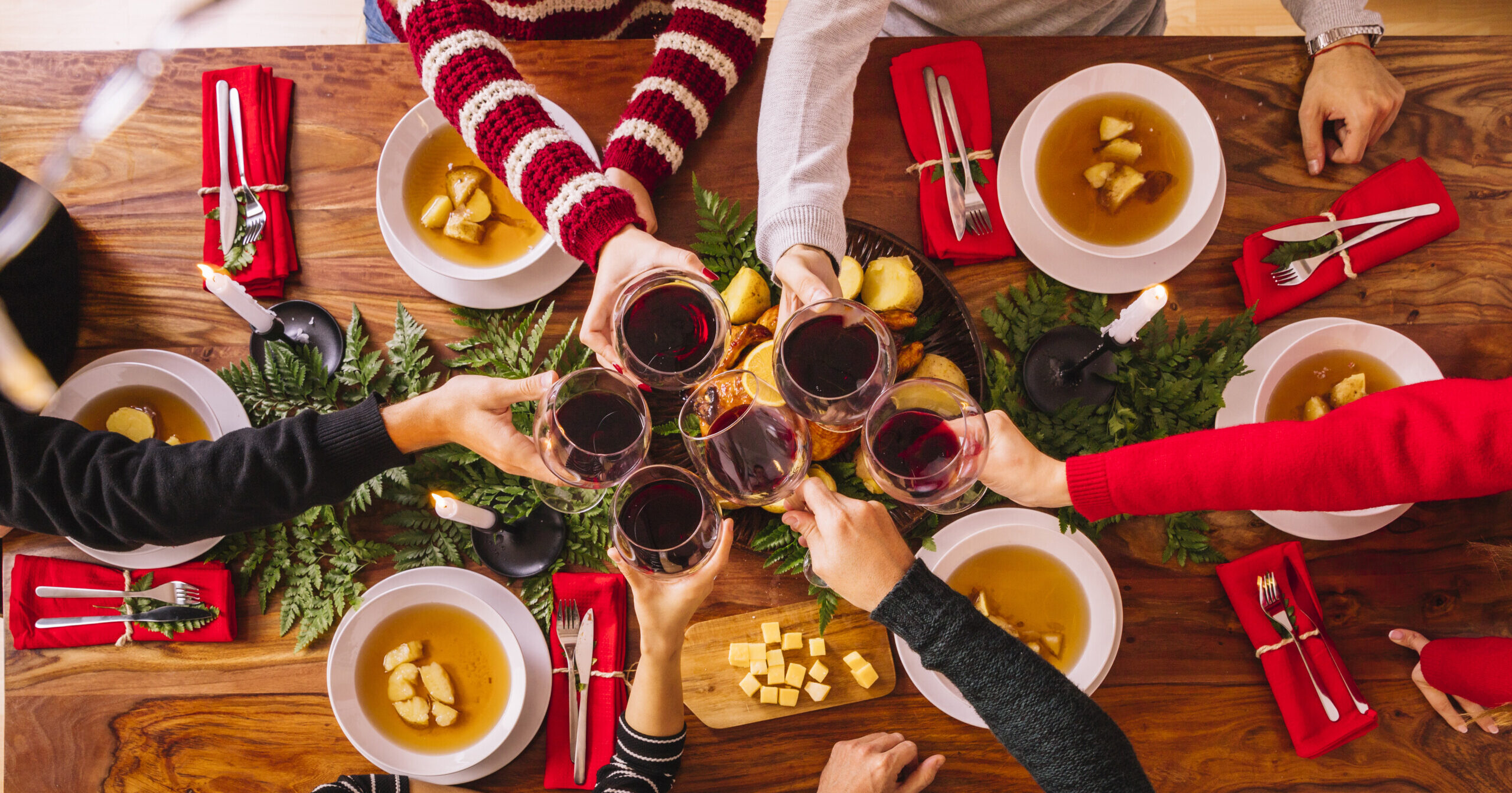 top view christmas dinner top view christmas dinner