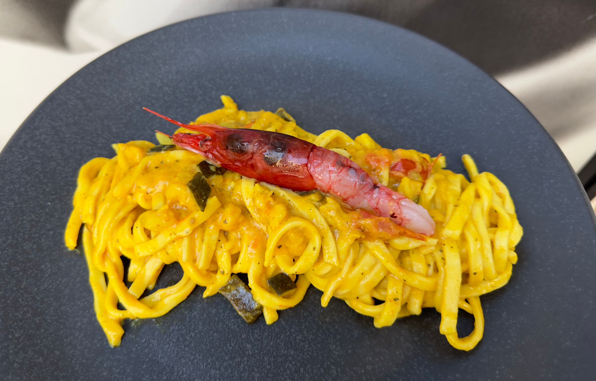 SUGO DI ZUCCHINE, GAMBERO ROSA E CURRY